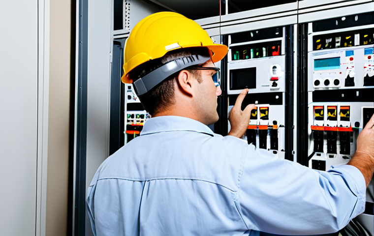 Electrical Panel Inspection**
"A professional electrician inspecting an electrical panel with a thermal imager, wearing appropriate safety gear and fully clothed, focusing on identifying hotspots that indicate potential problems such as loose connections or overloads. Safe for work, appropriate content, perfect anatomy, natural proportions, high-resolution, professional photography, well-lit environment, family-friendly."
**