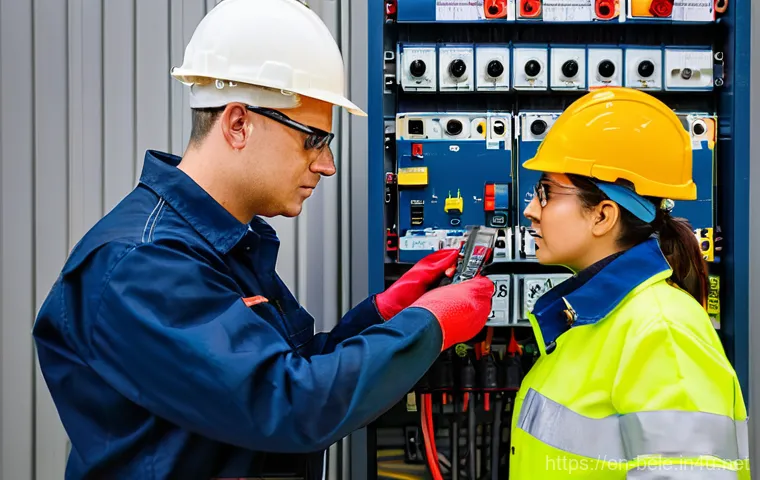 건축전기설비기사 초보자를 위한 실습 팁 - **Prompt:** A young, focused electrical apprentice, approximately 20-25 years old, with diverse ethn...