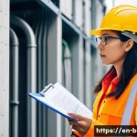 건축전기설비기사와 관련된 법규 정리 - **Prompt:** A diverse team of electrical engineers and a building inspector on a bright, clean, and ...